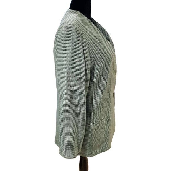 Jessica Scott Vintage Woven Blazer — Sage Green Textured Single Button Jacket - Picture 3 of 13